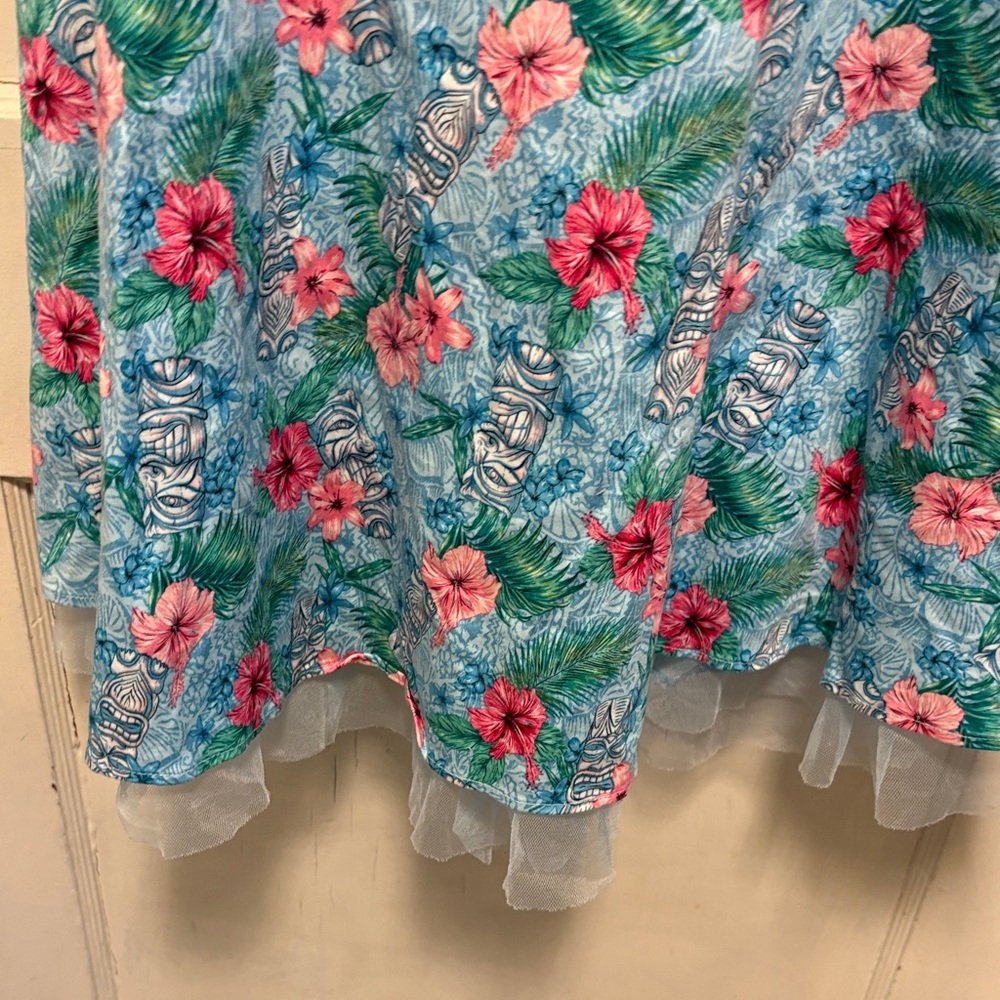 Hot Topic Hawaiian Tiki Floral Halter Pin Up Fit And Flare Dress X-Large - Picture 2 of 8